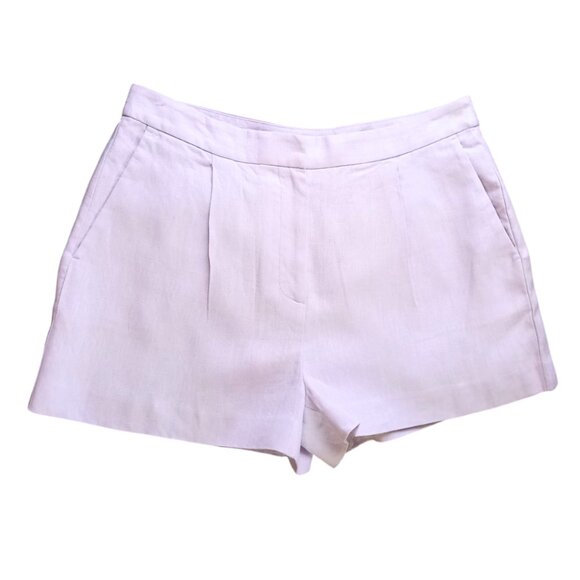 Michael Kors Pleated Linen Shorts Women’s Size 10 Purple High-Waisted - Picture 2 of 6